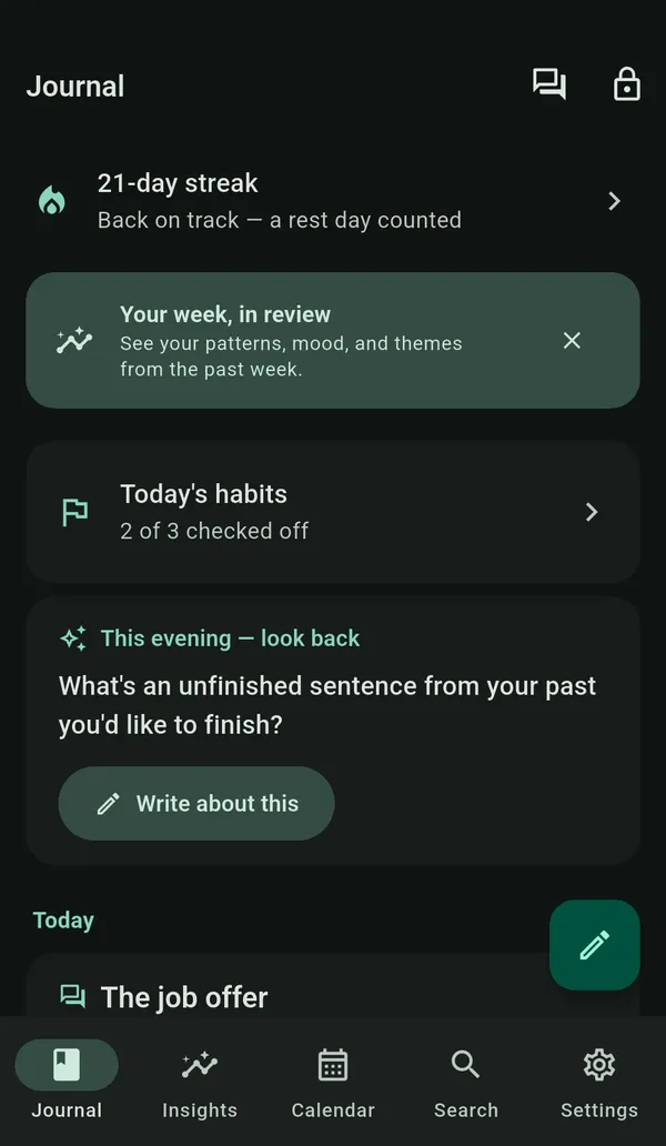 Home in dark mode.